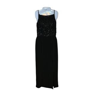 Bari Jay Sequined Sleeveless Black Corset Back Evening Gown Dress Women's‎ 11/12